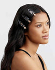 Eco-Friendly Creaseless Clips 4pc Set - Black Terrazzo - sanitystyle
