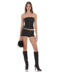 Lucy in the Sky Sequin Ruched Tube Top in Black