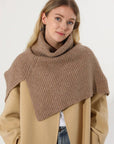 Ribbed Knit Turtleneck Shoulder Wrap Neck Warmer