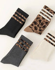 WOMAN ANIMAL LEOPARD HALF CREW THROWBACK SOCKS - sanitystyle