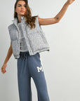 High Neck Floral Puffer Vest