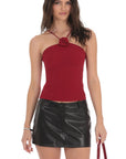 Lucy in the Sky Faux Leather Skort in Black