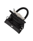 Sabrina Black Mini Velvet Top Handle Bag