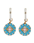 Blue Capri Tile Enamel Charm Statement Earrings