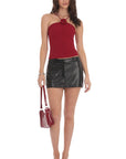 Lucy in the Sky Faux Leather Skort in Black