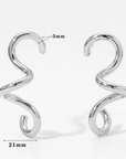 Squiggle Post Drop Steel Stud Drop Earrings
