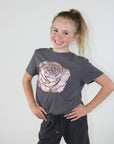 Distressed Rose Acid Wash T-shirt - TWEEN GIRLS