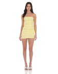 Strapless Ruched Bodycon Dress in Yellow