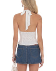 Lucy in the Sky Polka Dot Ruched Halter Top in White