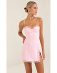 Lucy in The Sky Anise Corset Ruffle Dress in Pink