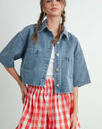 Button Front Cropped Shirt - BMJ7681
