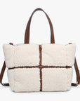 Marlene Sherpa Contrast Tote w/ Dual Handles