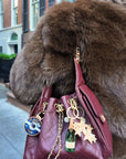 Hand-painted Champagne Bag Charm + Keychain | Eco-Friendly