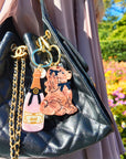 Hand-Painted Rosé Bag Charm + Keychain | Eco-Friendly