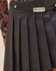 Mona Pleated Leather Skirt