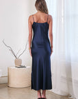 Camilla Silk Midi Dress in Navy