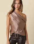 Diana Draped One-Shoulder Satin Top