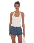 Dotted Halter Top in White