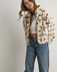 Titi Floral Print Fluffy Fleece Jacket