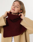 Ribbed Knit Turtleneck Shoulder Wrap Neck Warmer