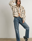 Titi Floral Print Fluffy Fleece Jacket