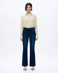 Holly Flare Jeans with Finished Hem & Slit