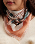 Equestrian-Inspired Silk-Texture Scarf – Elegant Square Scarf with Buckle & Tassel Design