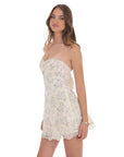 Lucy in the Sky Eyelet Floral Strapless Dress in Ivory