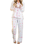 Festive Print Button-Up Pajama Set