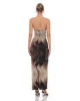 Swirl Mesh Cutout Maxi Dress in Coffee