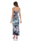 Floral Back Tie Maxi Dress in Dark Teal