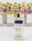 Remaining Fucks - Glass Bottle Matches, Navy, Funny Gift