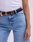 Leather Belt with Metal Strap Holders