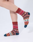 Retro Geometric Knit Crew Socks Winter Warm Ethnic Socks