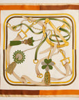 Equestrian-Inspired Silk-Texture Scarf – Elegant Square Scarf with Buckle & Tassel Design