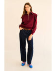 Mar Zip-Up Ruffled Sweatshirt