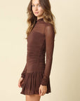 Nia Ruched Drop Waist Mesh Dress
