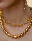 Elysian- Bead Necklace- Steel 14K-Waterproof Cascading sizes