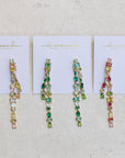 Green Ombre Crystal Layered Duster Statement Earrings