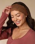 Wide Lace Elastic Headbands 2pc Set - Mocha & Chocolate