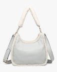 Reece Sherpa Trim Satchel/Shoulder Bag