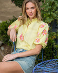 Fiona Pink Flower Embroidered Top