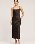 Camilla Silk Midi Dress in Brown