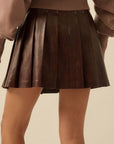Mona Pleated Leather Skirt