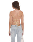 Lucy in the Sky Open Back Lace Top in Yellow