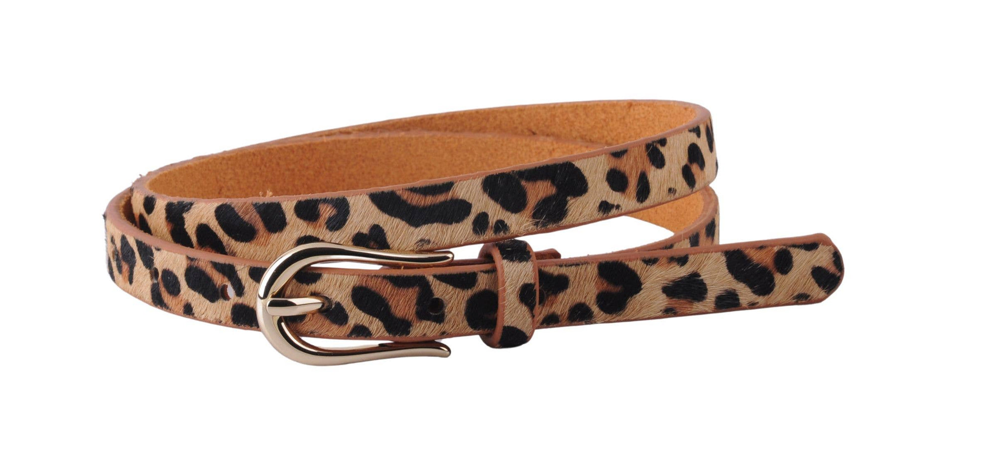 Skinny Cheetah Print Belt with Equestrian Buckle