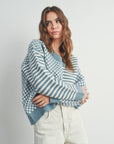 Frenchy Checker Pattern Drop Shoulder Sweater