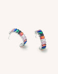 Silver Rainbow Shimmer Hoops- Waterproof