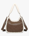Reece Sherpa Trim Satchel/Shoulder Bag