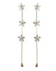 Diamond Daisy Gold Duster Drop Holiday Earrings